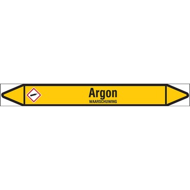 Individuele leidingmerkers -"Argon" - op rol met geperforeerde pijlen en pictogram